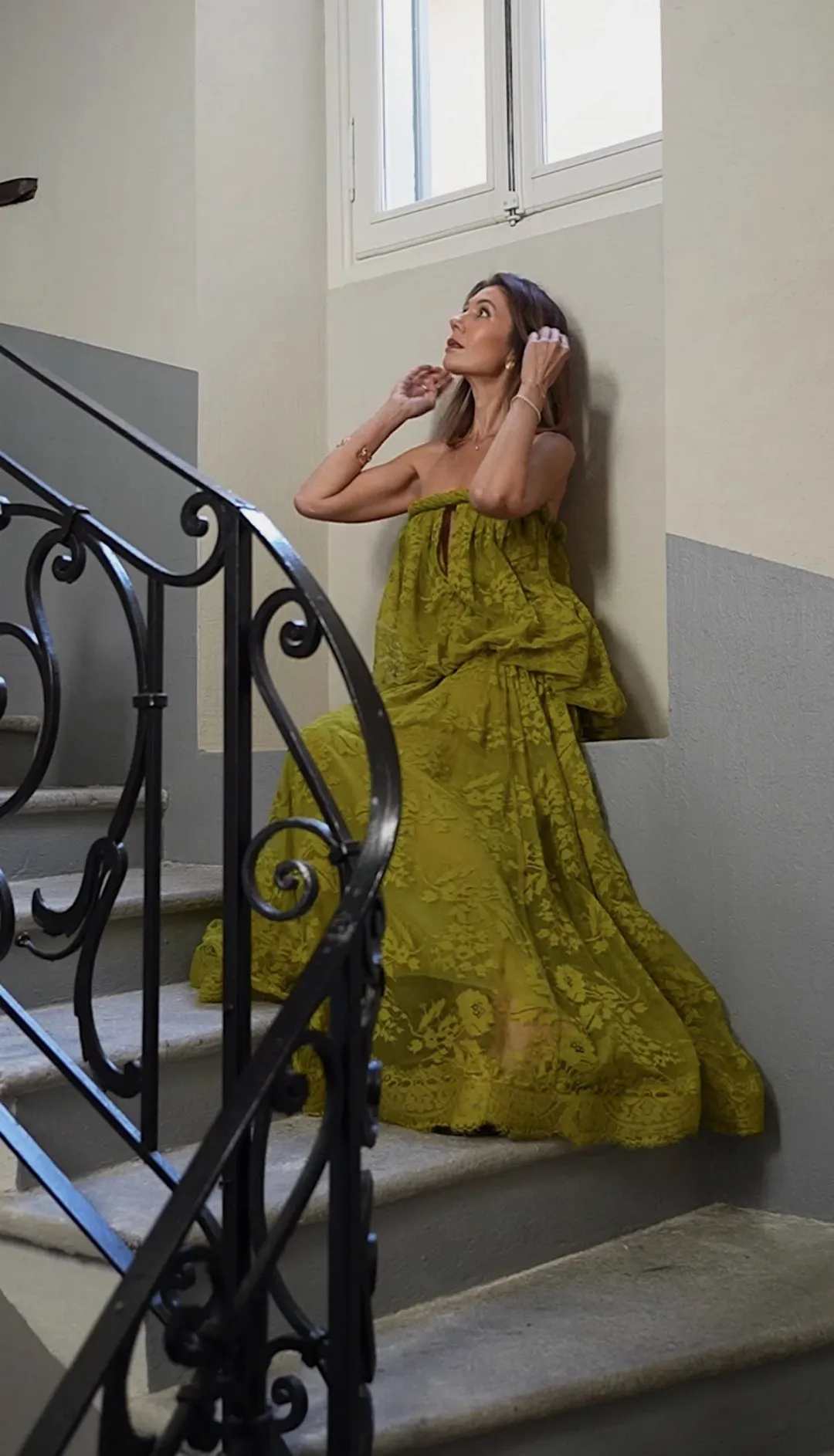 Zimmermann green lace gown for rent on The Volte - main image