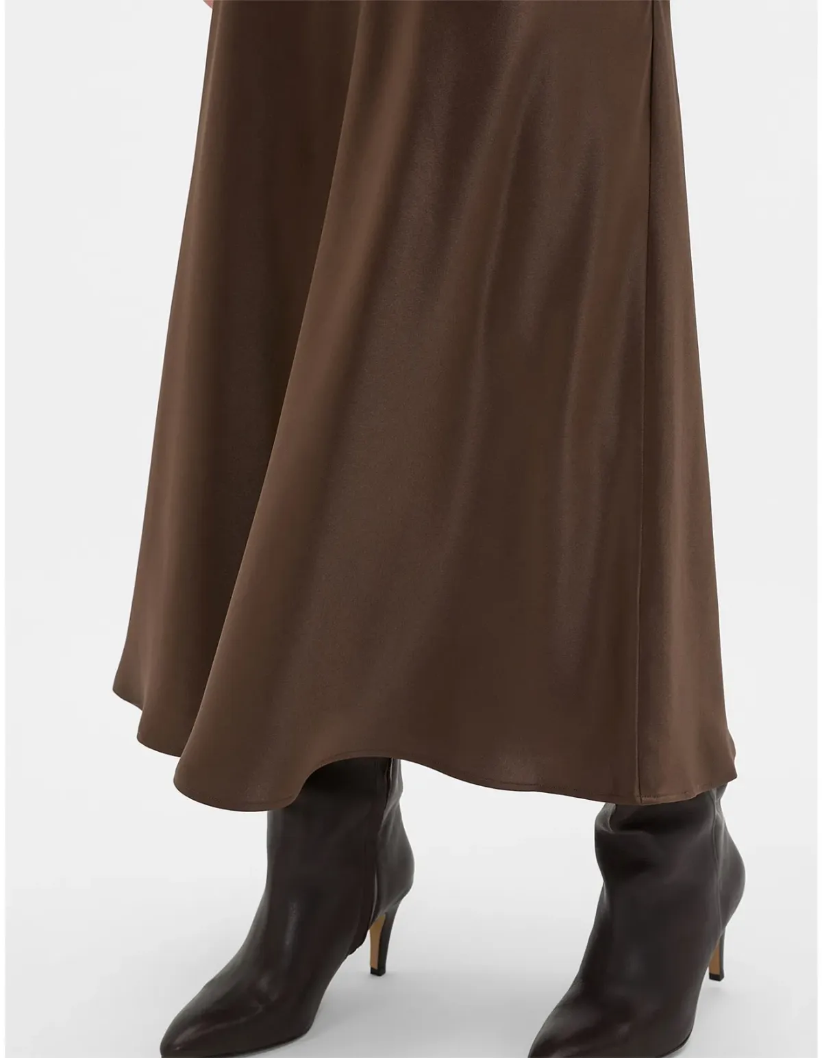 Seed Heritage Satin Midi Skirt Brown Size 10 - Image 4