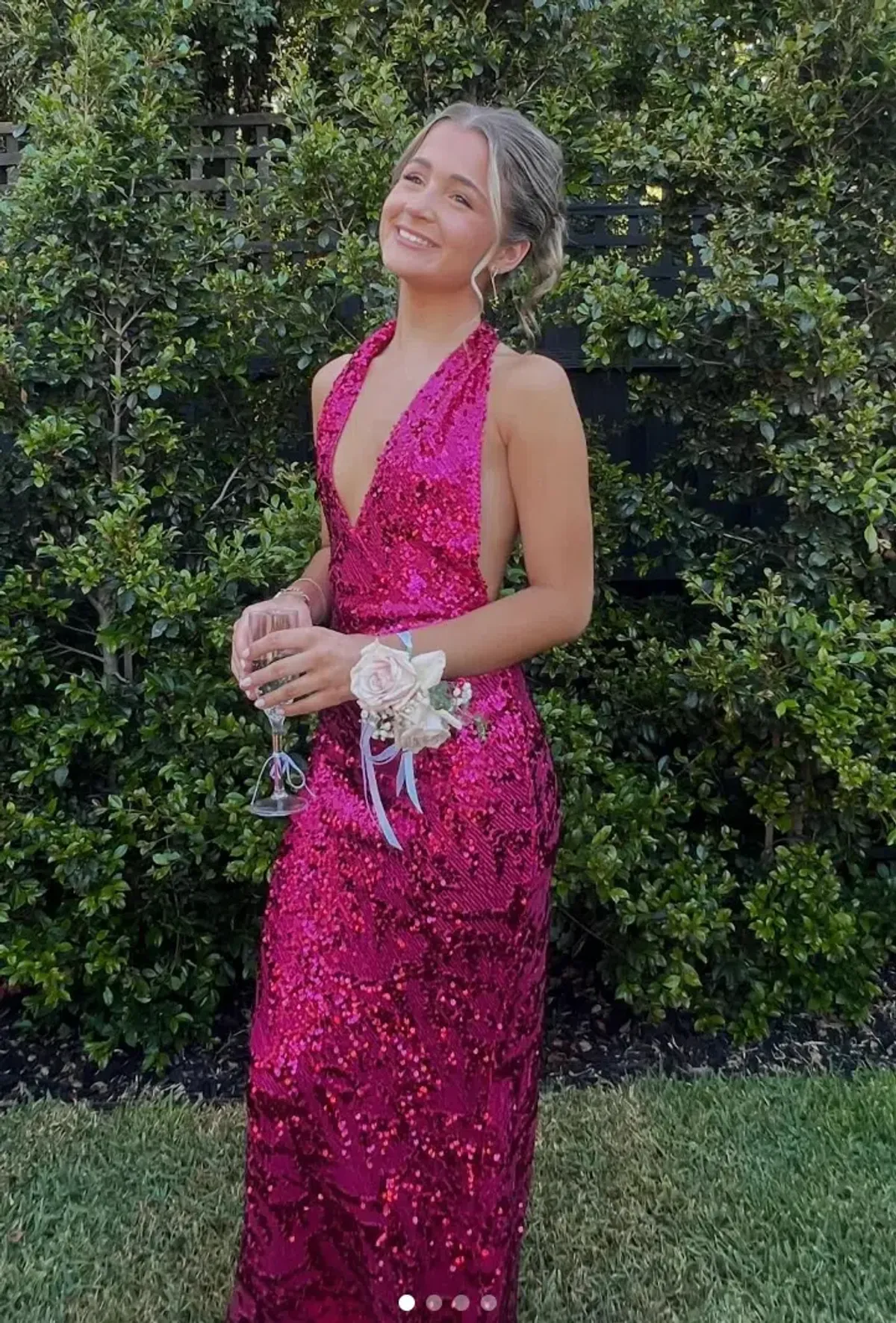 Fait Par Foutch Liana Maxi Dress in Magenta Sequin Size XS for rent on The Volte - main image