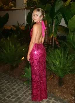 Fait Par Foutch Liana Maxi Dress in Magenta Sequin Size XS for rent on The Volte - image 2