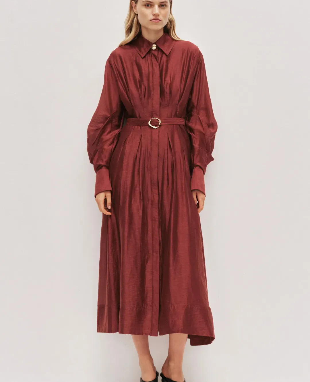 Aje Murphy Midi Dress Mahogany Size 10 for rent on The Volte - main image