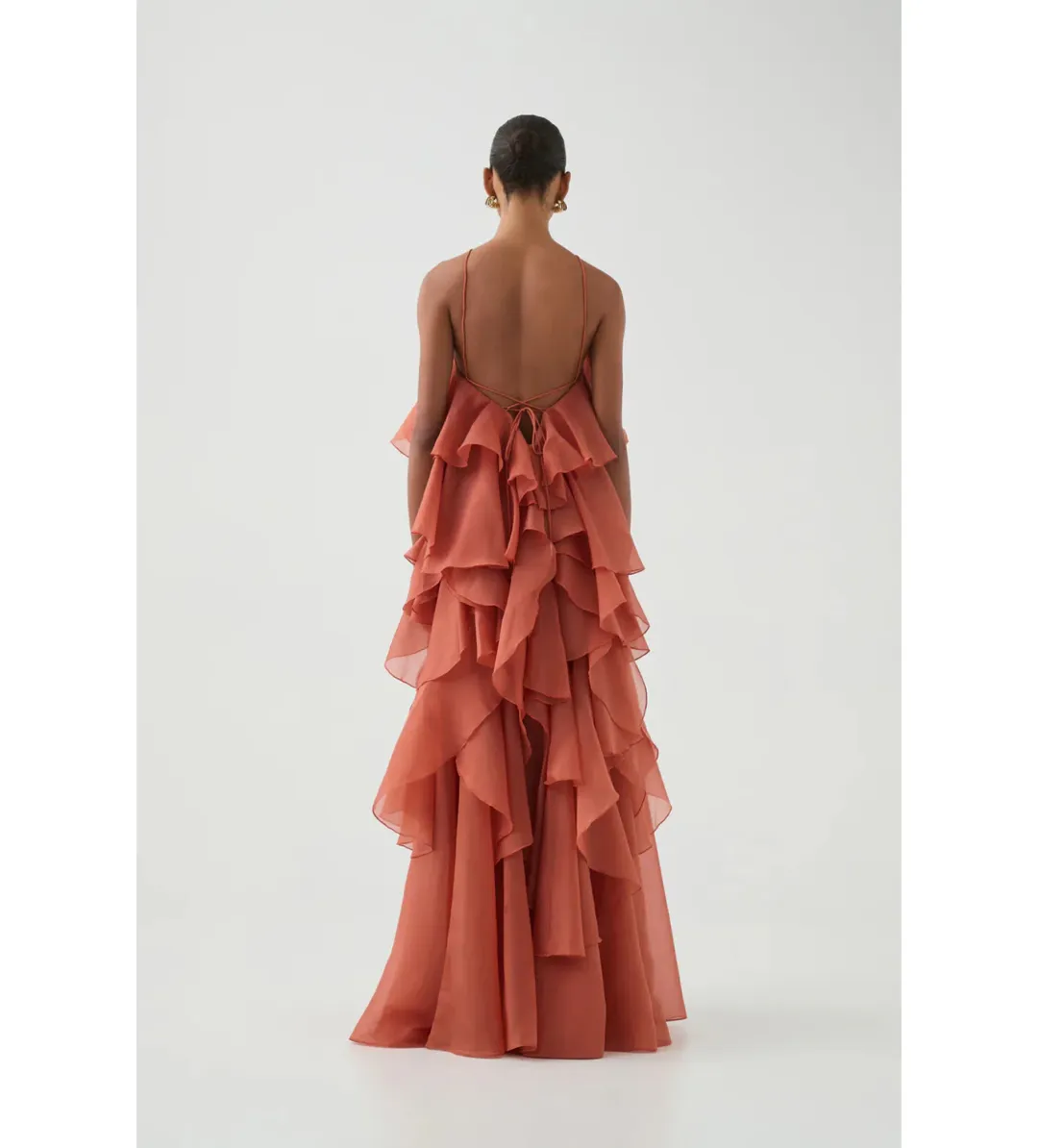 🪸 Aje Pandorea Layered Maxi Dress in Coral Clay - Size 14 Gown 🪸 for rent on The Volte - main image