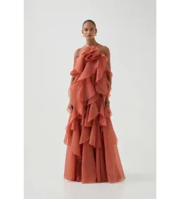 🪸 Aje Pandorea Layered Maxi Dress in Coral Clay - Size 14 Gown 🪸 for rent on The Volte - image 2