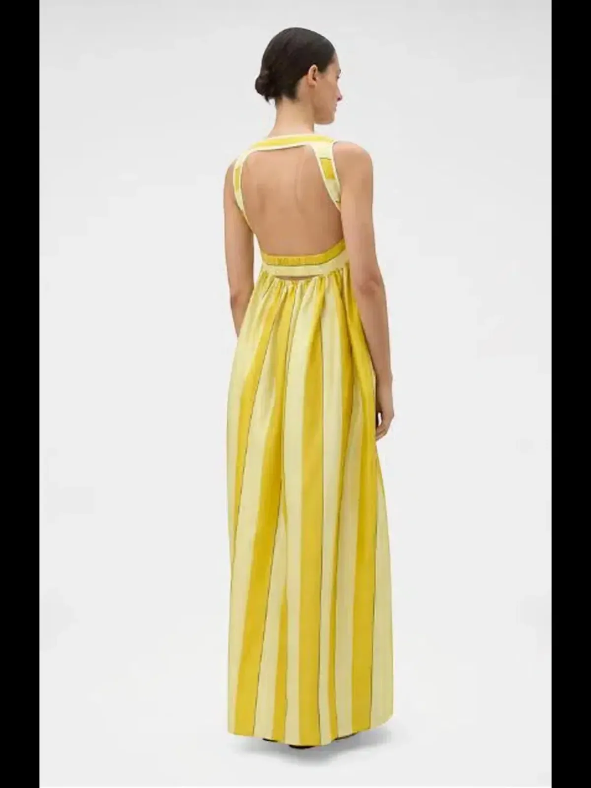 Oroton Slub Silk Striped Sundress Size 14 Strappy Maxi Gown - Image 4