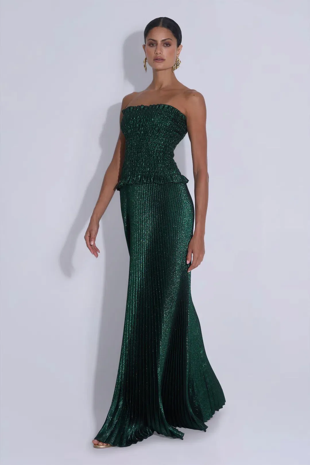 Maya Gown; size 8; Gotham Glitter; green for rent on The Volte - main image