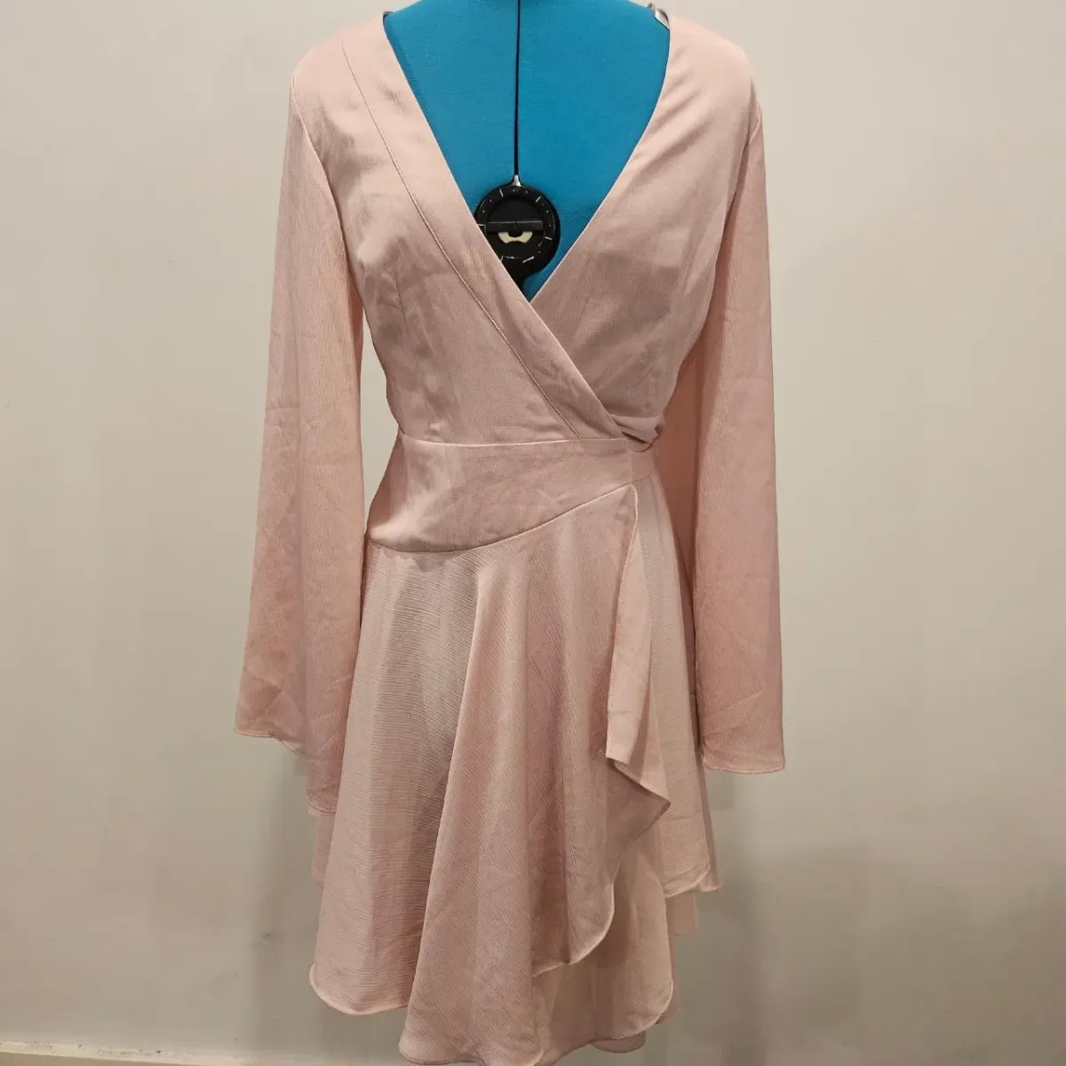 Keepsake Oceans Long Sleeve Wrap Mini Dress Pink Blush Size S/AU 8 - Image 2