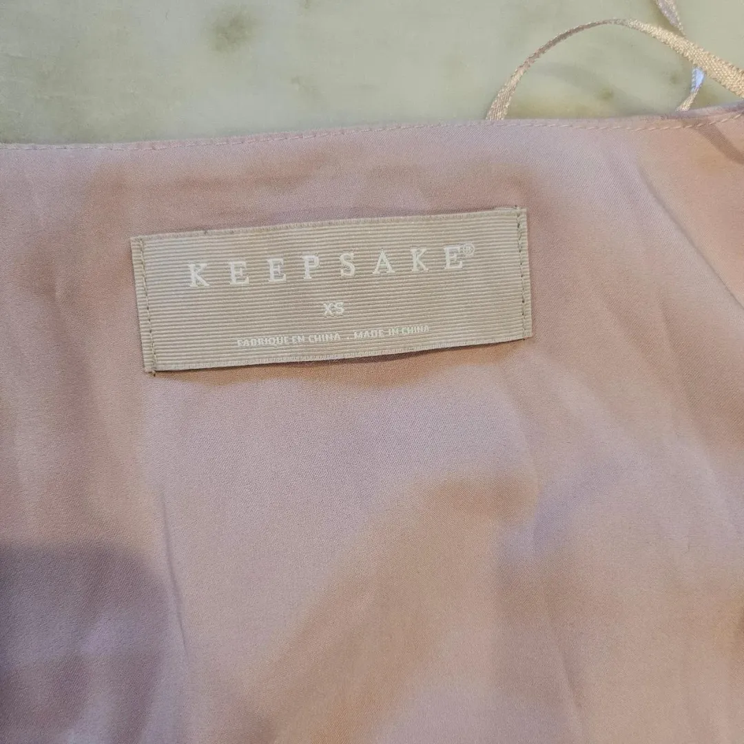 Keepsake Oceans Long Sleeve Wrap Mini Dress Pink Blush Size S/AU 8 for rent on The Volte - main image