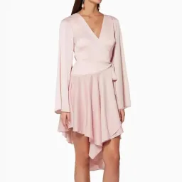 Keepsake Oceans Long Sleeve Wrap Mini Dress Pink Blush Size S/AU 8 for rent on The Volte - image 1