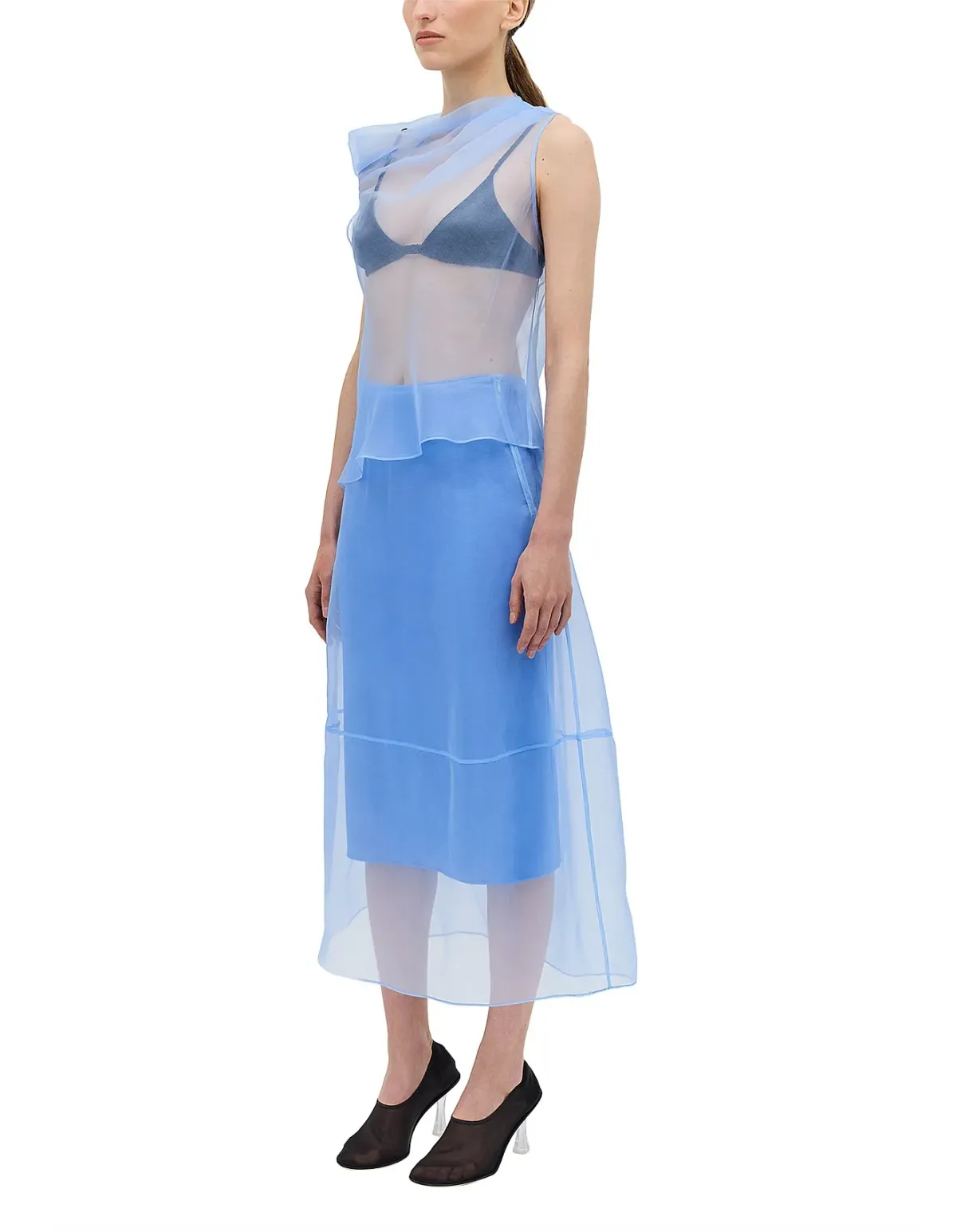 Bianca Spender Sky Organza Curvature Skirt Size 1 Blue - Image 4