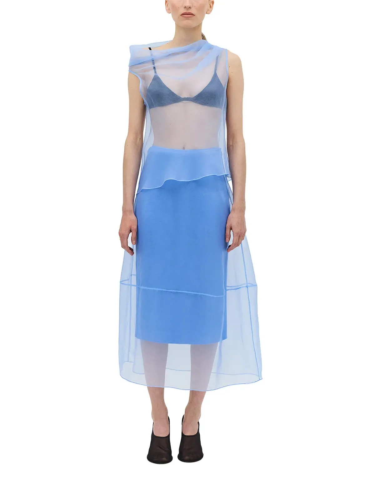 Bianca Spender Sky Organza Curvature Skirt Size 1 Blue - Image 1