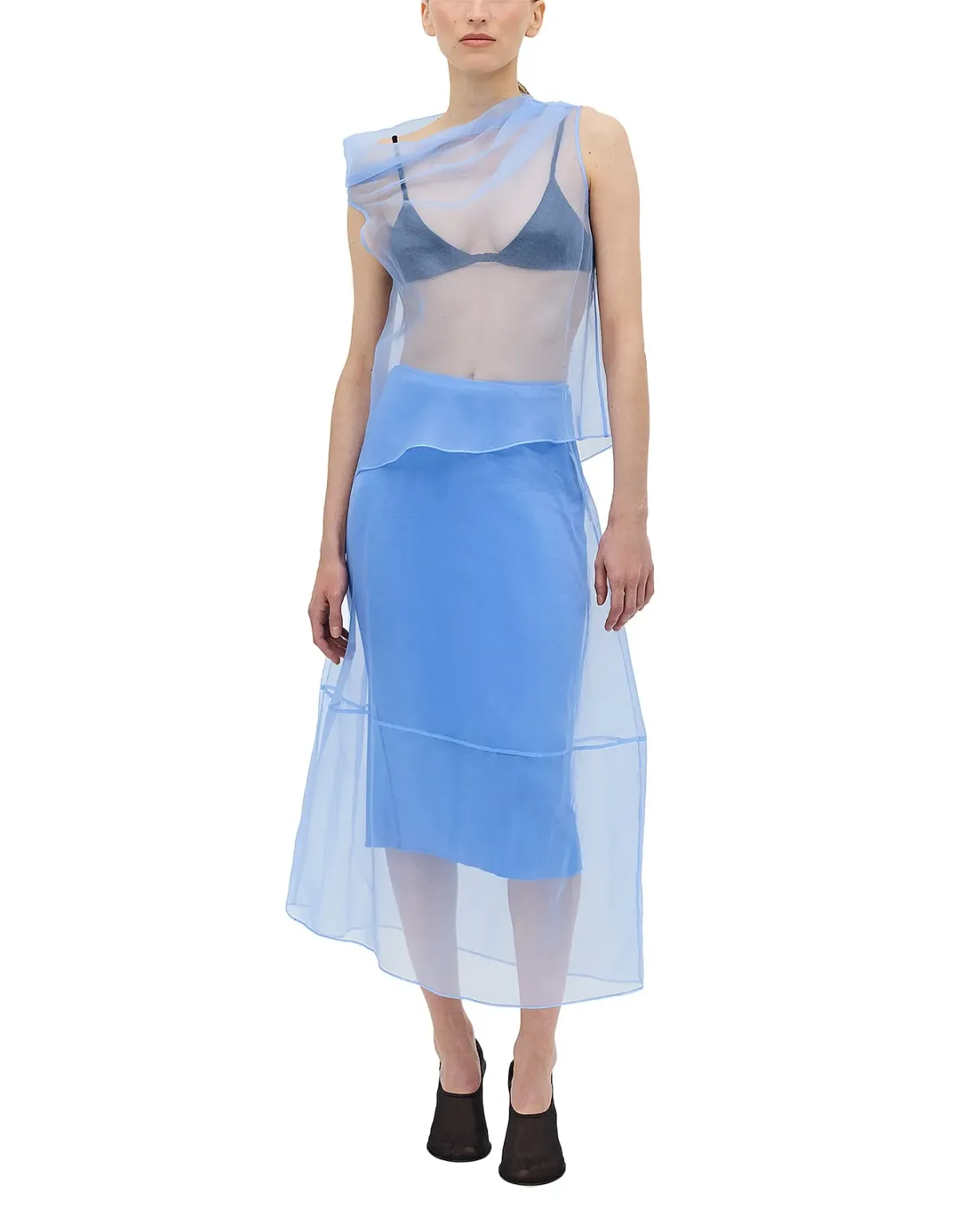 Bianca Spender Sky Organza Curvature Skirt Size 1 Blue - Image 2