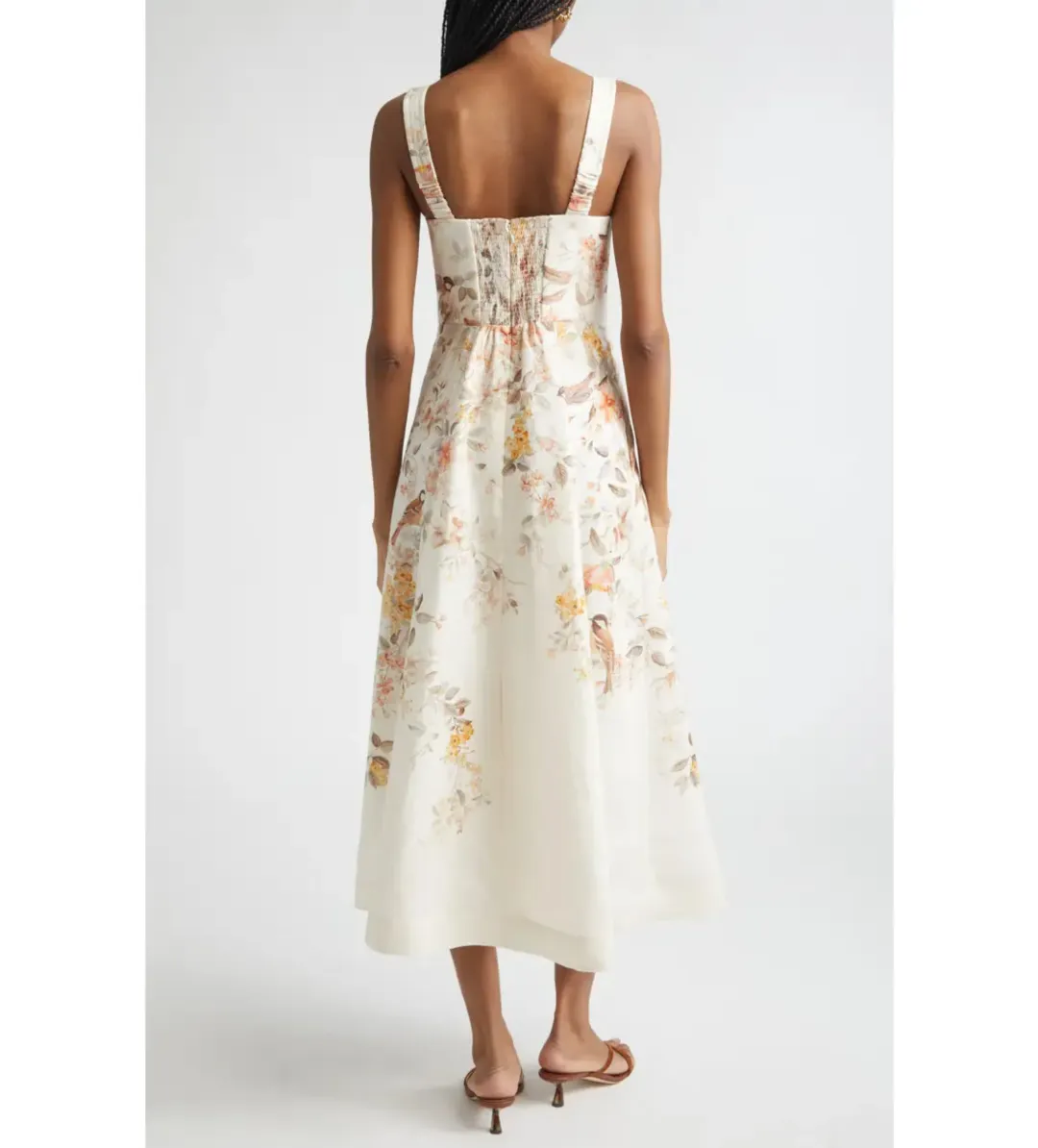 Zimmermann Luna Buttoned Picnic Midi Dress in Cream Songbird Size 2/AU12 for rent on The Volte - main image