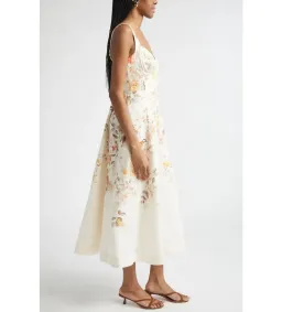 Zimmermann Luna Buttoned Picnic Midi Dress in Cream Songbird Size 2/AU12 for rent on The Volte - image 4
