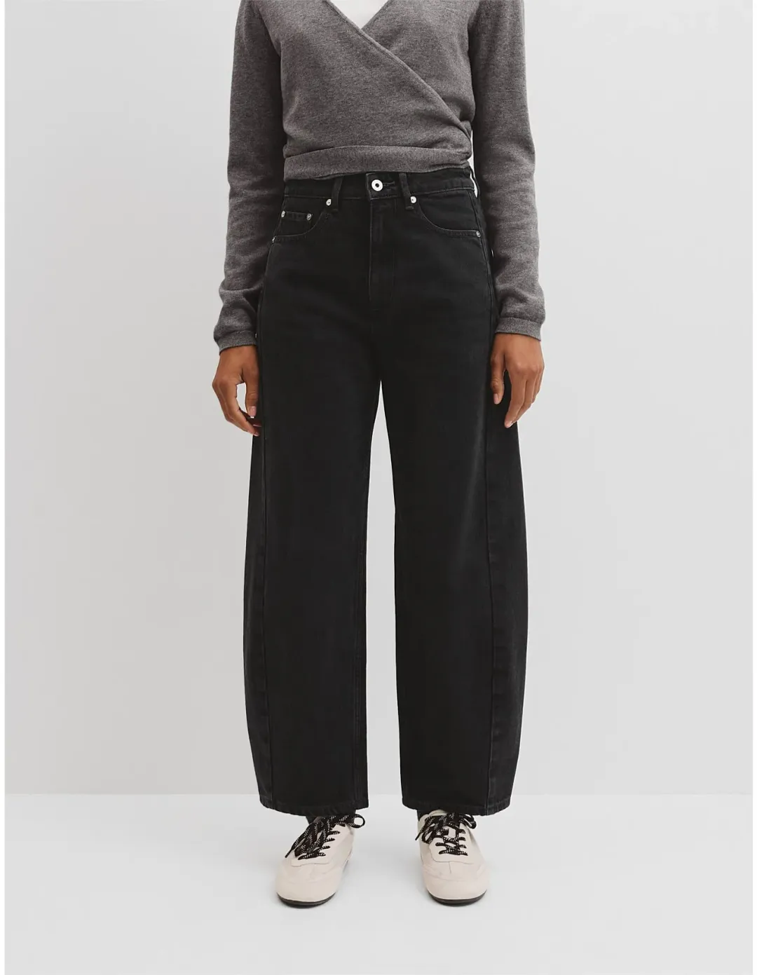 Country Road High Rise Barrel Jean Size 16 AU Washed Black for rent on The Volte - main image