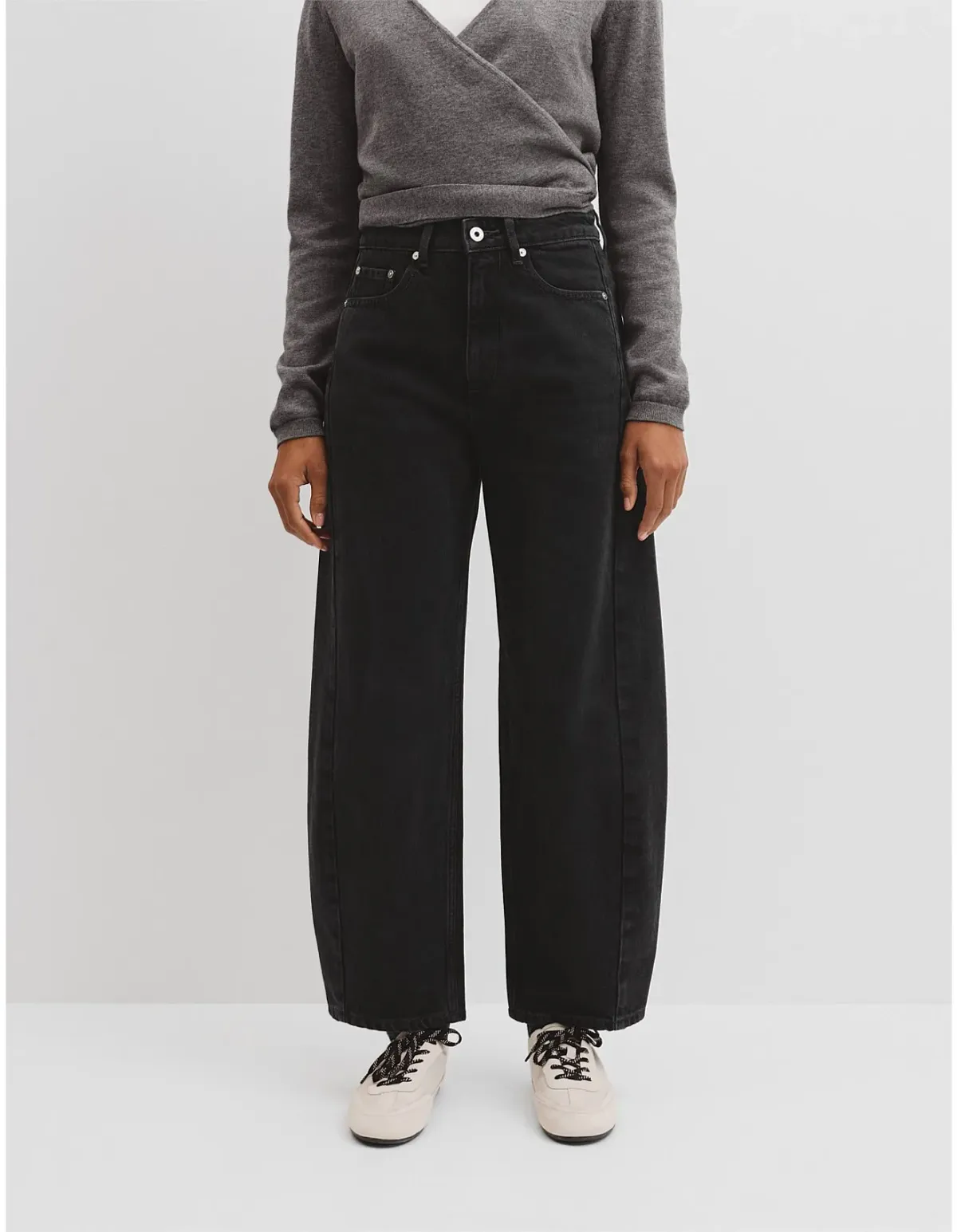 Country Road High Rise Barrel Jean Size 16 AU Washed Black for rent on The Volte - main image
