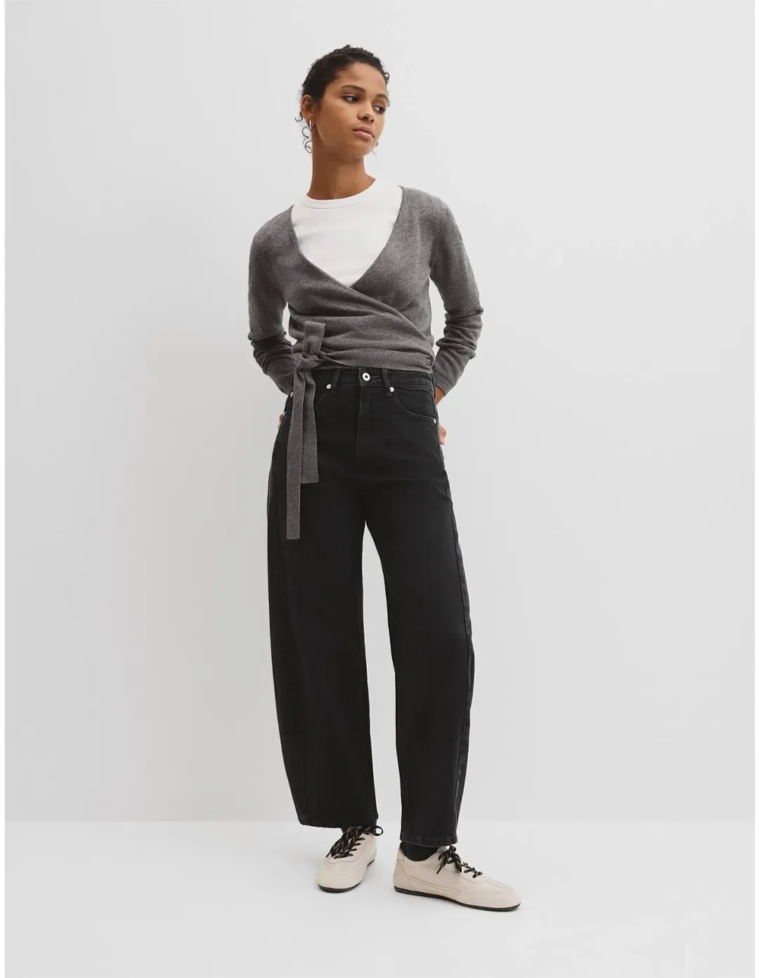 Country Road High Rise Barrel Jean Size 16 AU Washed Black for rent on The Volte - main image