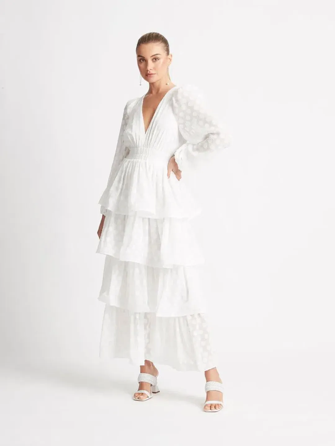 Sheike Greta Dobby Maxi Polka Dot Dress 16 for rent on The Volte - main image