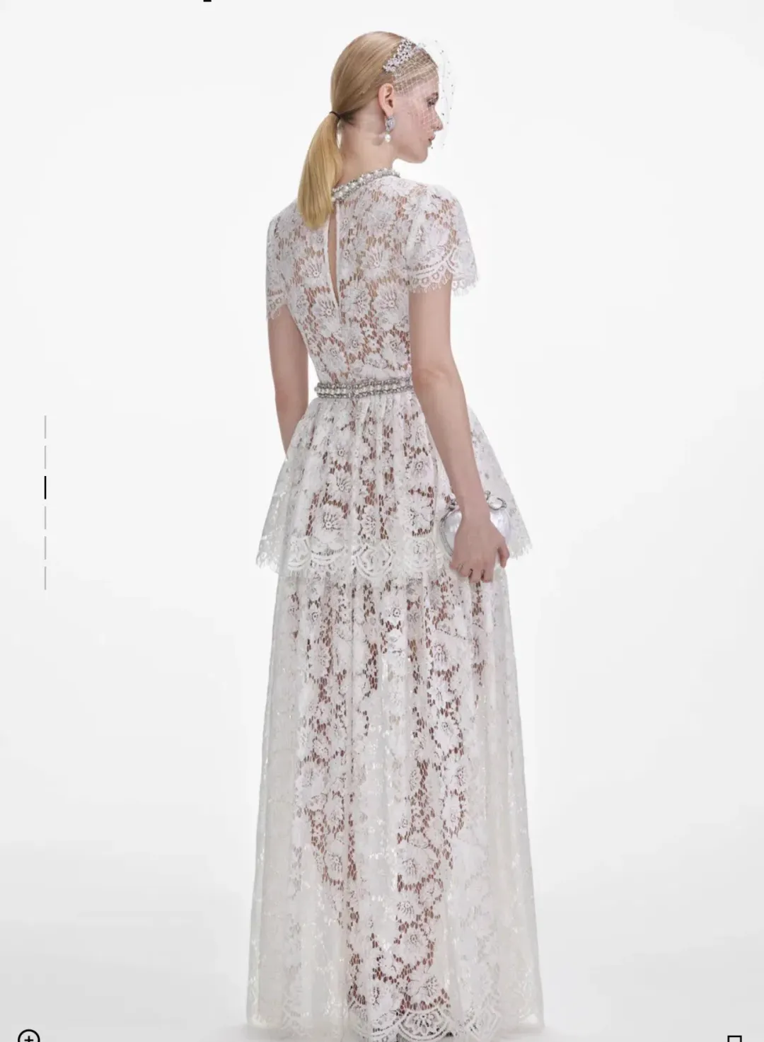 Self Portrait White Lace Tiered Maxi Dress - size 10 for rent on The Volte - main image