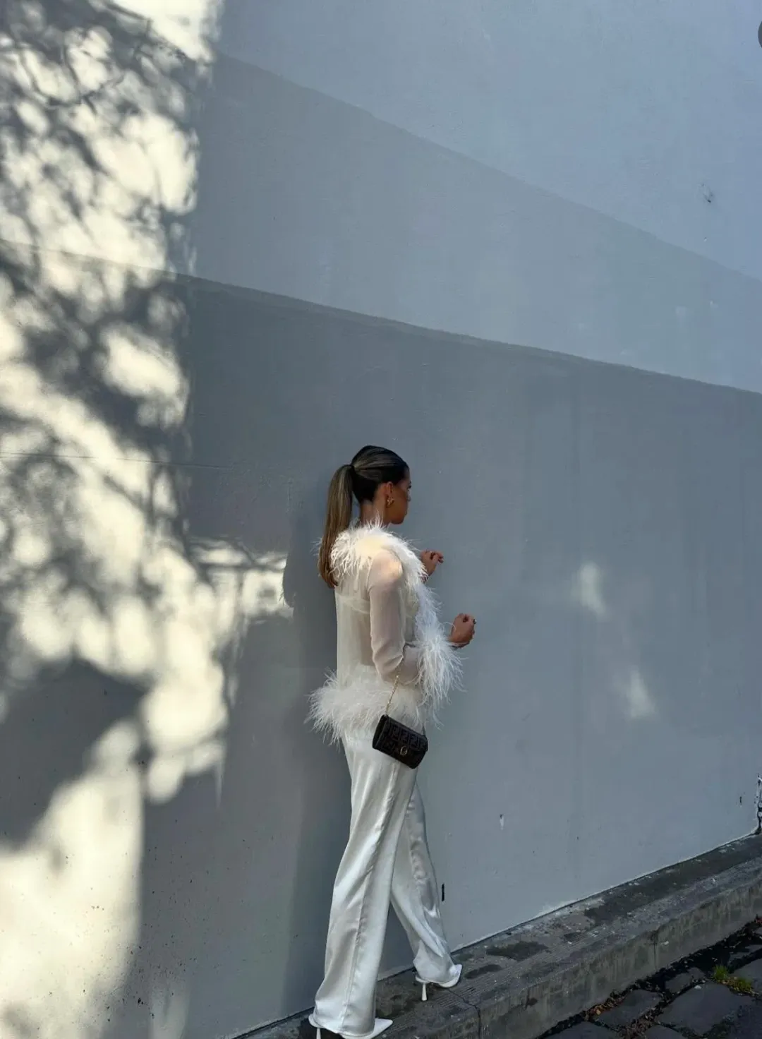 Bubish Gigi Sheer Feather Blouse Ivory Size 8 (6-10) for rent on The Volte - main image