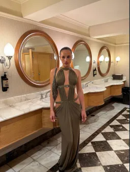Jaded London 6AM Cut Out Maxi Dress in Moss for rent on The Volte - image 1