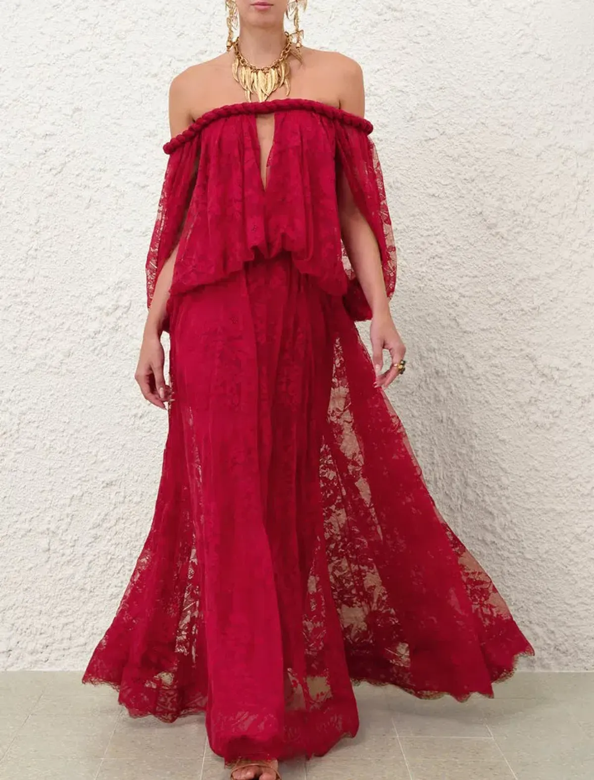 Zimmermann Luna Lace Billow Gown Fuchsia Size 1 / AU 8 for rent on The Volte - main image