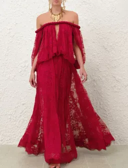 Zimmermann Luna Lace Billow Gown Fuchsia Size 1 / AU 8 for rent on The Volte - image 1