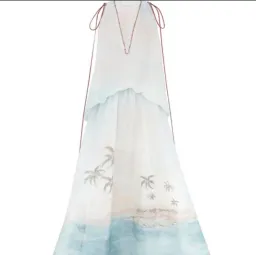 Zimmermann Illuminate plunge gown features a scenic palm tree print and beaded neckline details for rent on The Volte - image 3