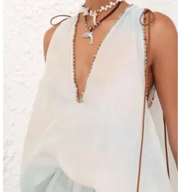 Zimmermann Illuminate plunge gown features a scenic palm tree print and beaded neckline details for rent on The Volte - image 5