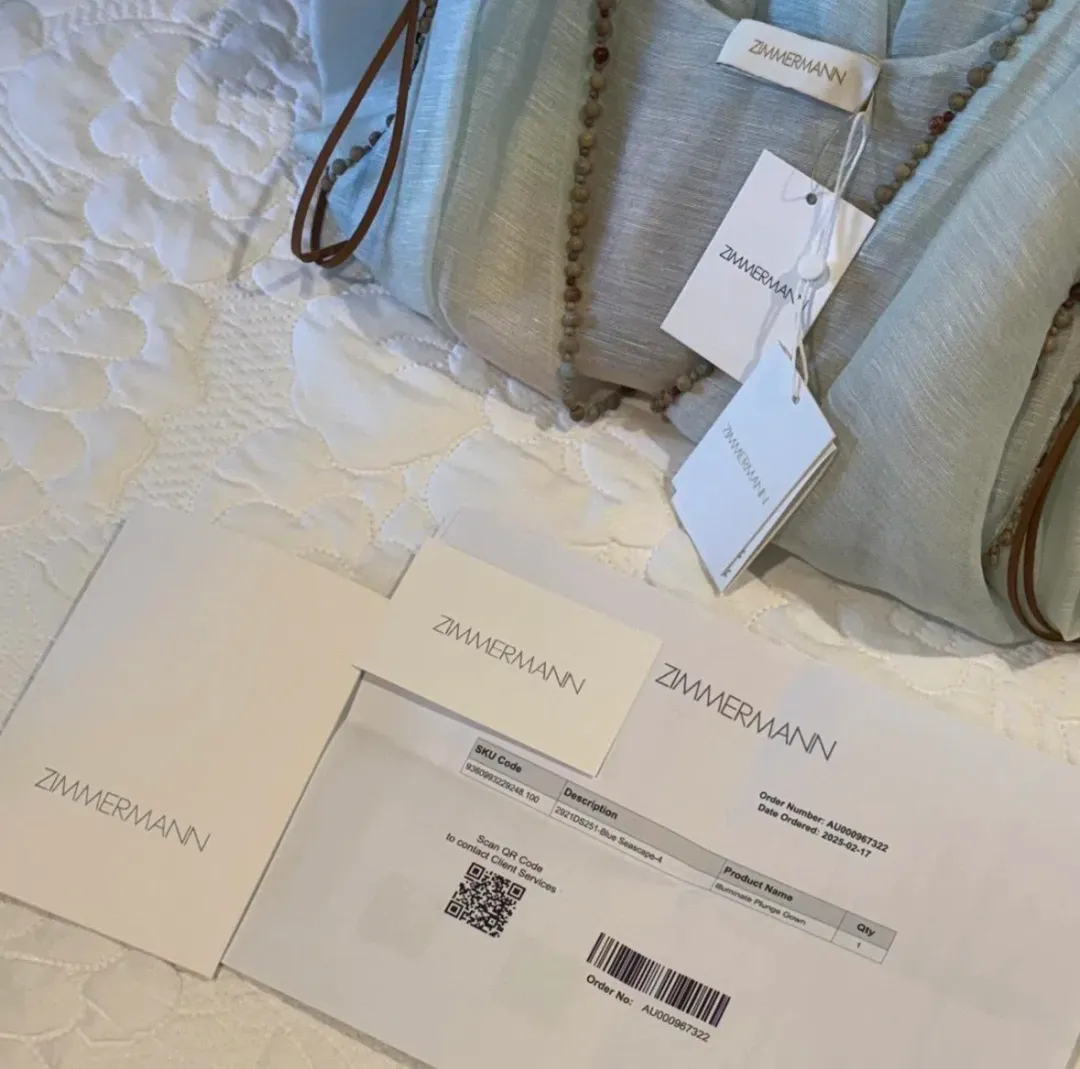 Zimmermann Illuminate plunge gown features a scenic palm tree print and beaded neckline details for rent on The Volte - main image