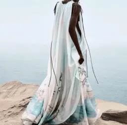 Zimmermann Illuminate plunge gown features a scenic palm tree print and beaded neckline details for rent on The Volte - image 2