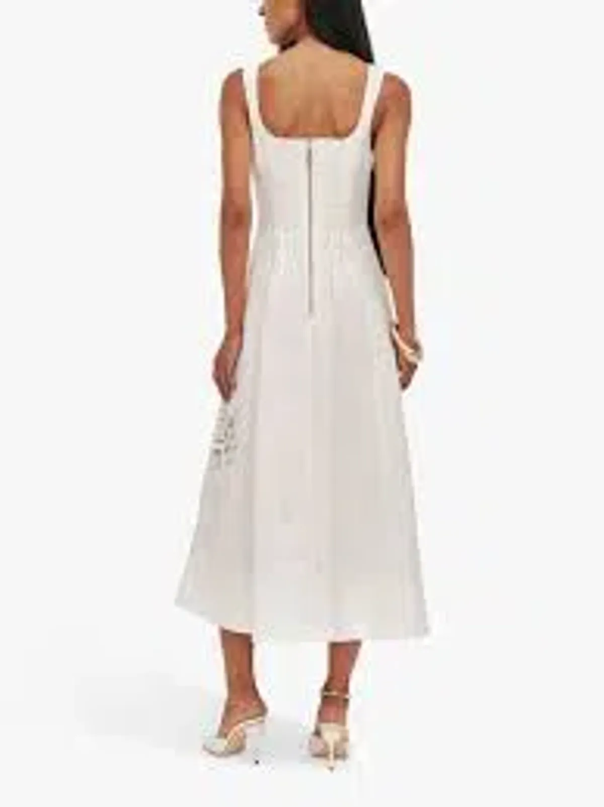 AJE Halo Embroidered Midi Dress Ivory Size 10 - Image 4
