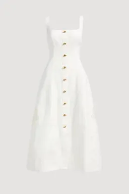 AJE Halo Embroidered Midi Dress Ivory Size 10 for rent on The Volte - image 3