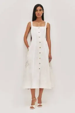 AJE Halo Embroidered Midi Dress Ivory Size 10 for rent on The Volte - image 1