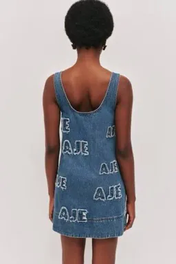 AJE Electra Logo Denim Mini Dress Size 10 for rent on The Volte - image 2