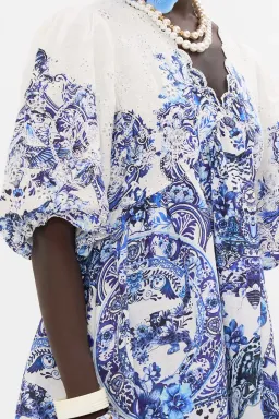 Camilla – Glaze and Graze Puff Sleeve Short Dress With Broderie Detail for rent on The Volte - image 4