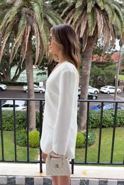 Sneaky Link Jaz Suiting Long Sleeve Mini Dress White for rent on The Volte - image 5
