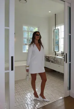 Sneaky Link Jaz Suiting Long Sleeve Mini Dress White for rent on The Volte - image 4