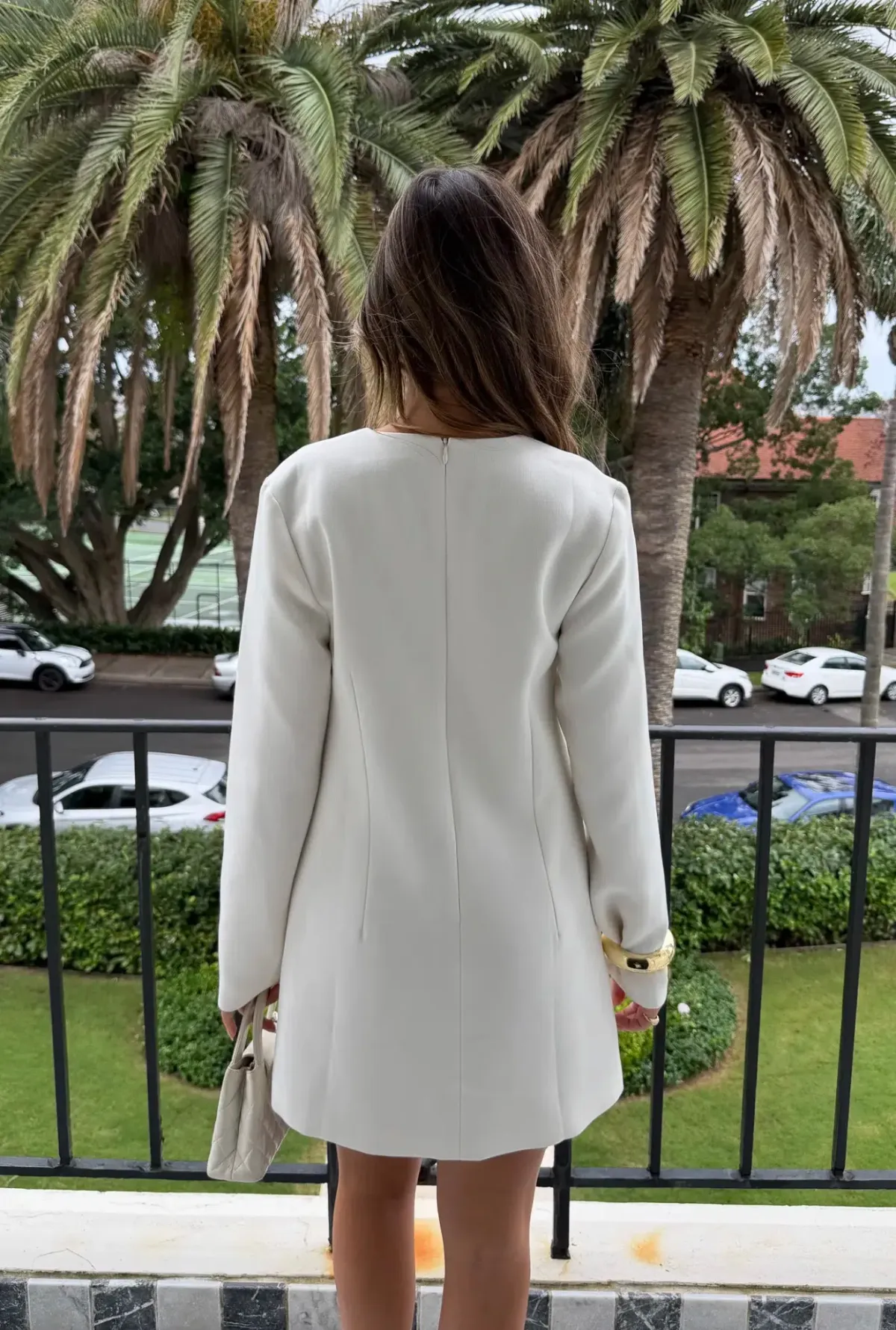 Sneaky Link Jaz Suiting Long Sleeve Mini Dress White - Image 6