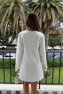 Sneaky Link Jaz Suiting Long Sleeve Mini Dress White for rent on The Volte - image 6