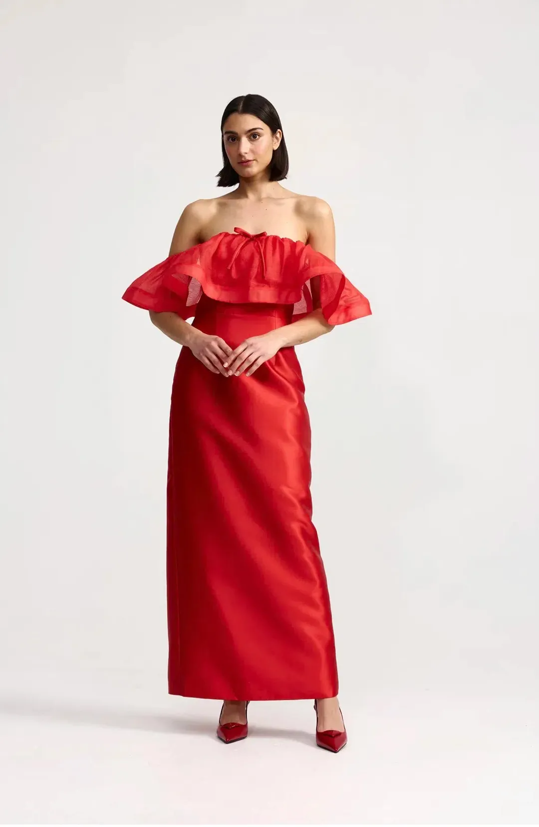 Aston Studio Primrose Dress in ruby for rent on The Volte - main image