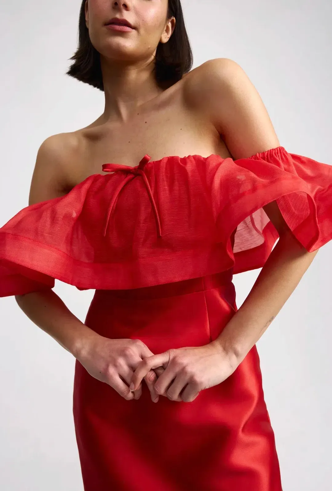 Aston Studio Primrose Dress in ruby for rent on The Volte - main image