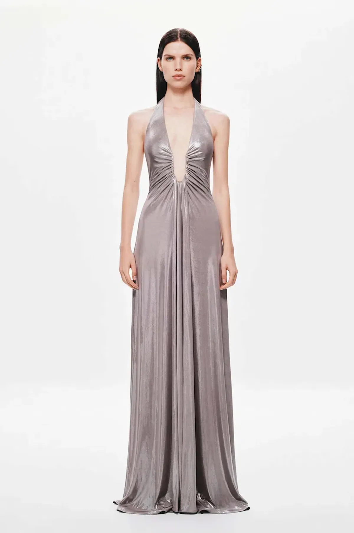 MISHA JENNIFER CUPRO FOIL JERSEY MAXI DRESS SIZE 8 - Image 1