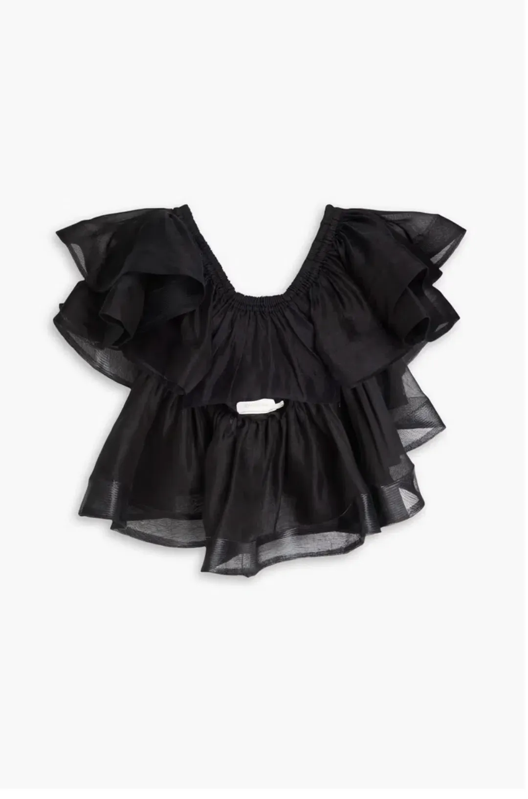 ZIMMERMANN Cropped tiered linen and silk-blend top for rent on The Volte - main image