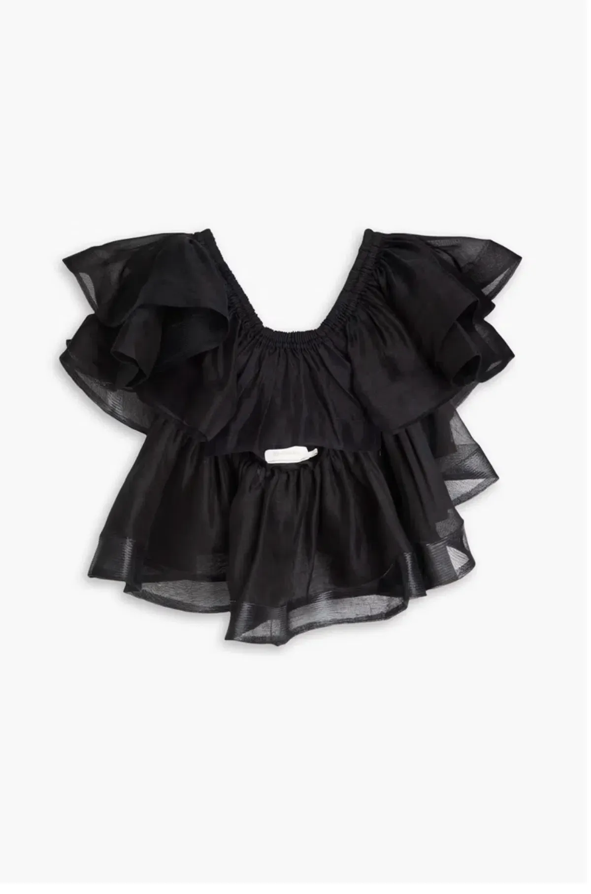 ZIMMERMANN Cropped tiered linen and silk-blend top for rent on The Volte - main image