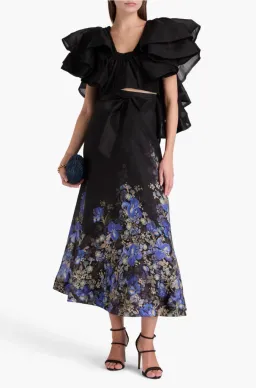 ZIMMERMANN Cropped tiered linen and silk-blend top for rent on The Volte - image 2