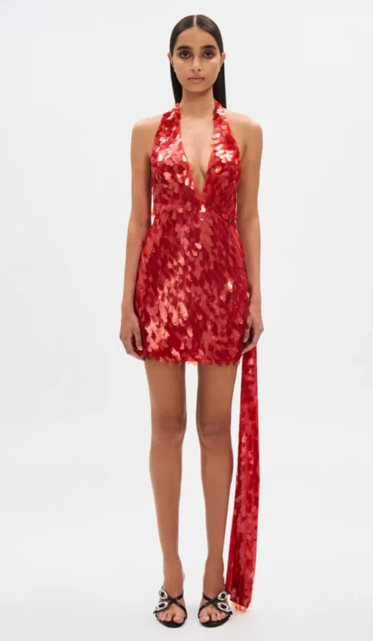 MISHA SAPPHIRE SEQUIN RED/ORANGE MINI DRESS SIZE 8 for rent on The Volte - main image