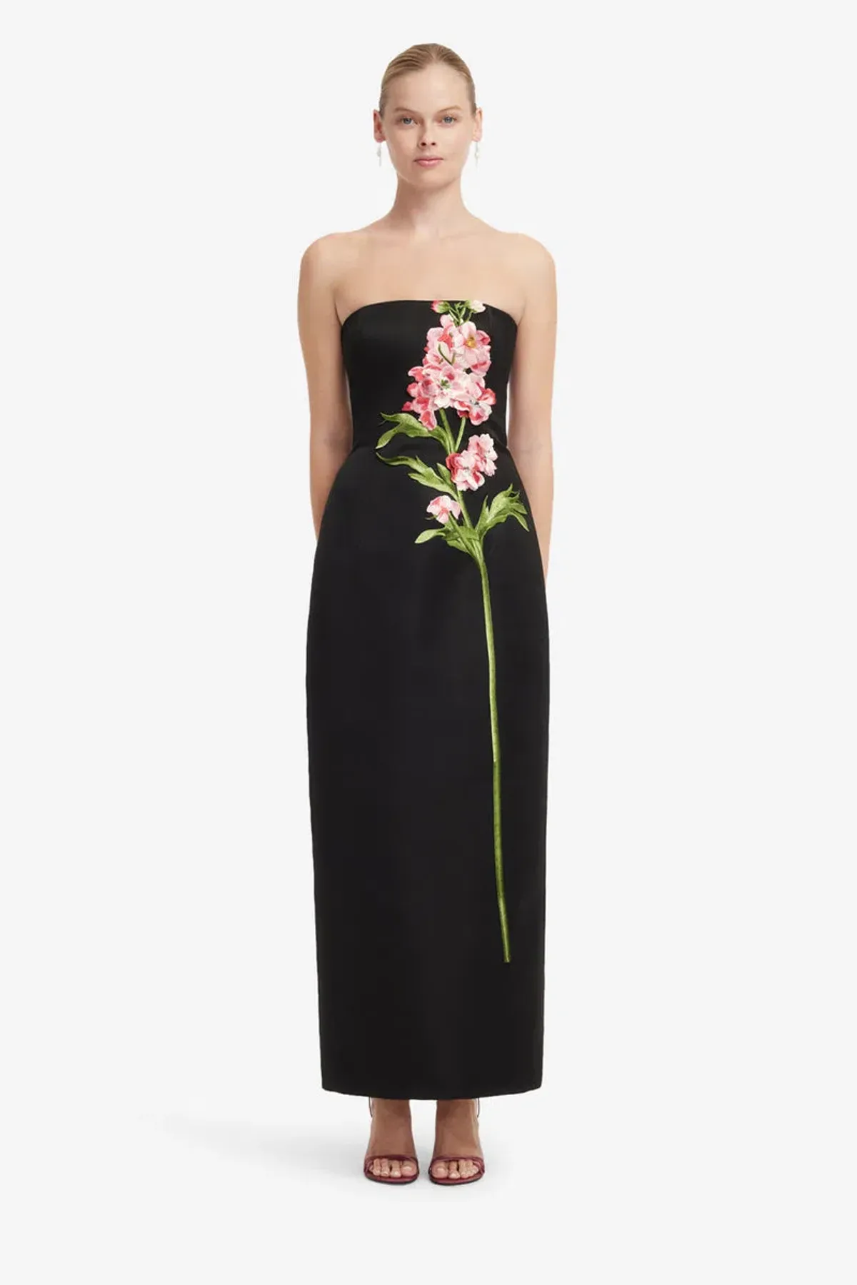 Leo Lin Rayna Embroidered Maxi Dress in Snapdragon Floral Print in Ebony Size 12 - Image 5