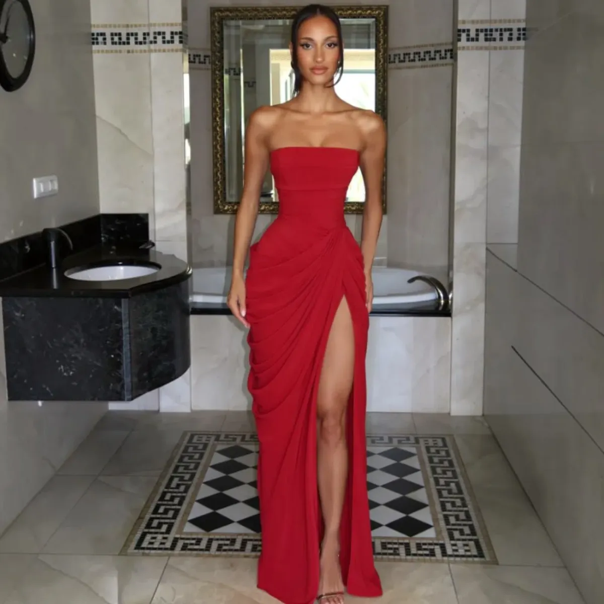 BABYBOO Cyra Maxi Dress - Deep Red Size Small - Image 1