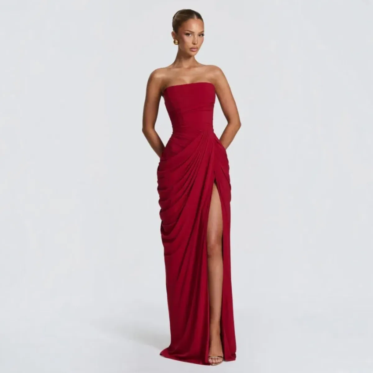 BABYBOO Cyra Maxi Dress - Deep Red Size Small - Image 4