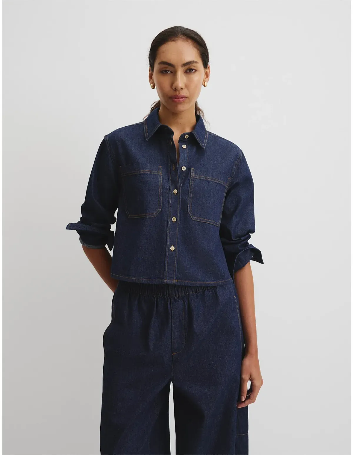 Country Road Pocket Denim Shirt Size 4 Indigo Rinse for rent on The Volte - main image